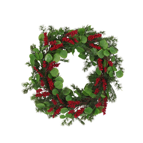 Leigh 25.5" Eucalyptus and Pine Artificial Wreath with Berries by Christopher Knight Home