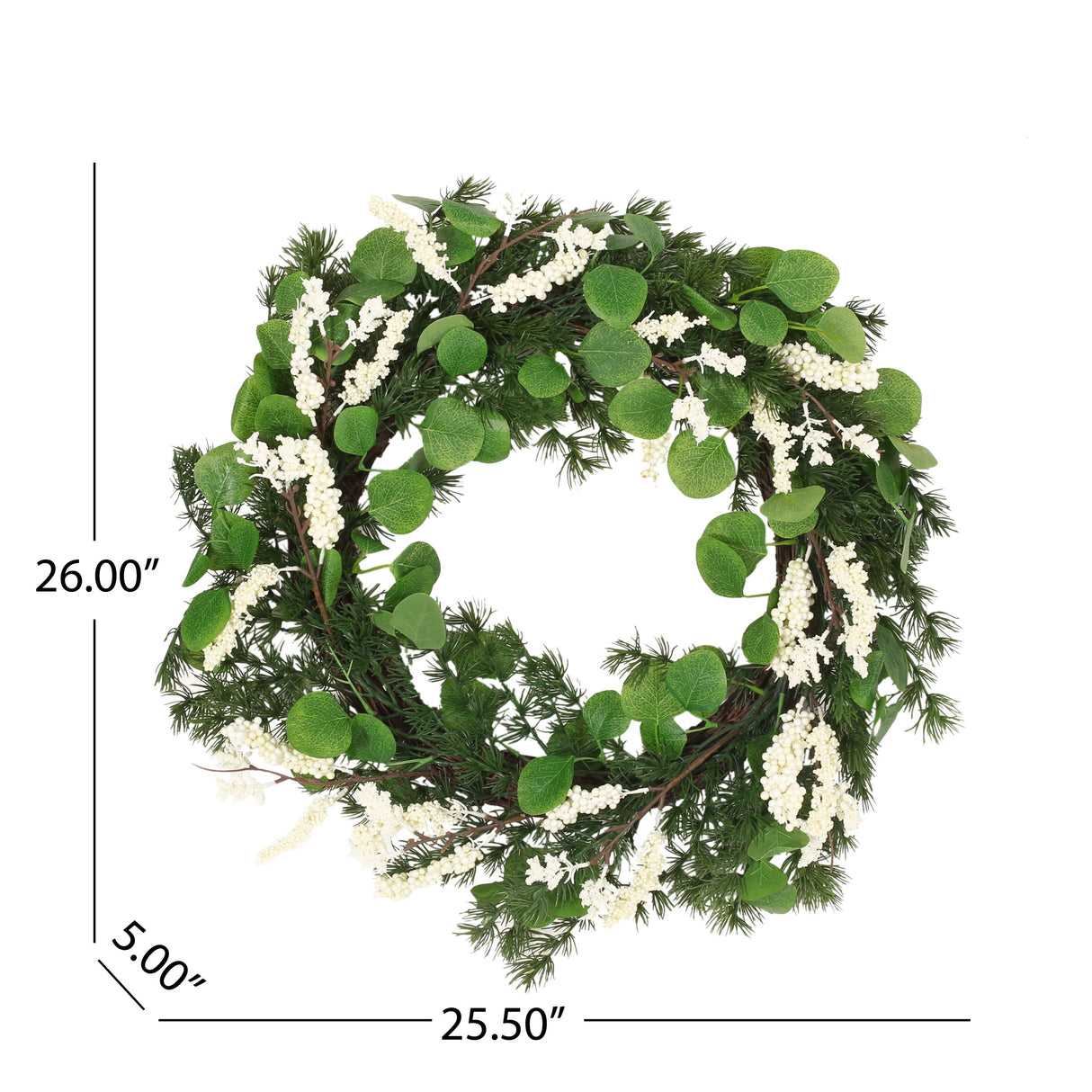 Leigh 25.5" Eucalyptus and Pine Artificial Wreath with Berries by Christopher Knight Home