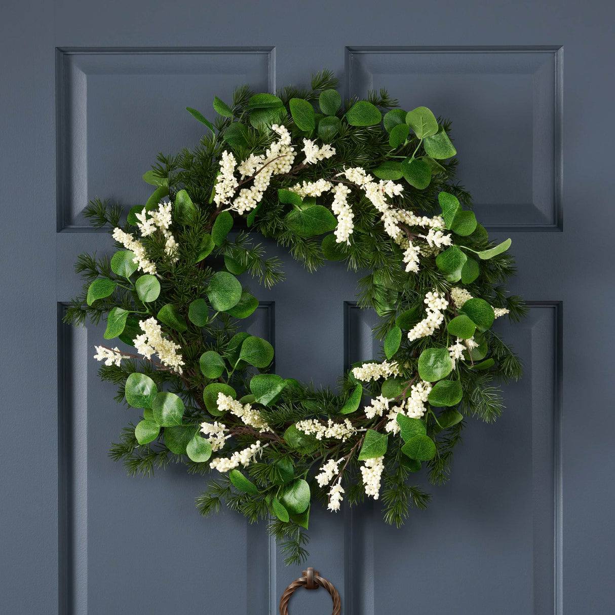 Leigh 25.5" Eucalyptus and Pine Artificial Wreath with Berries by Christopher Knight Home