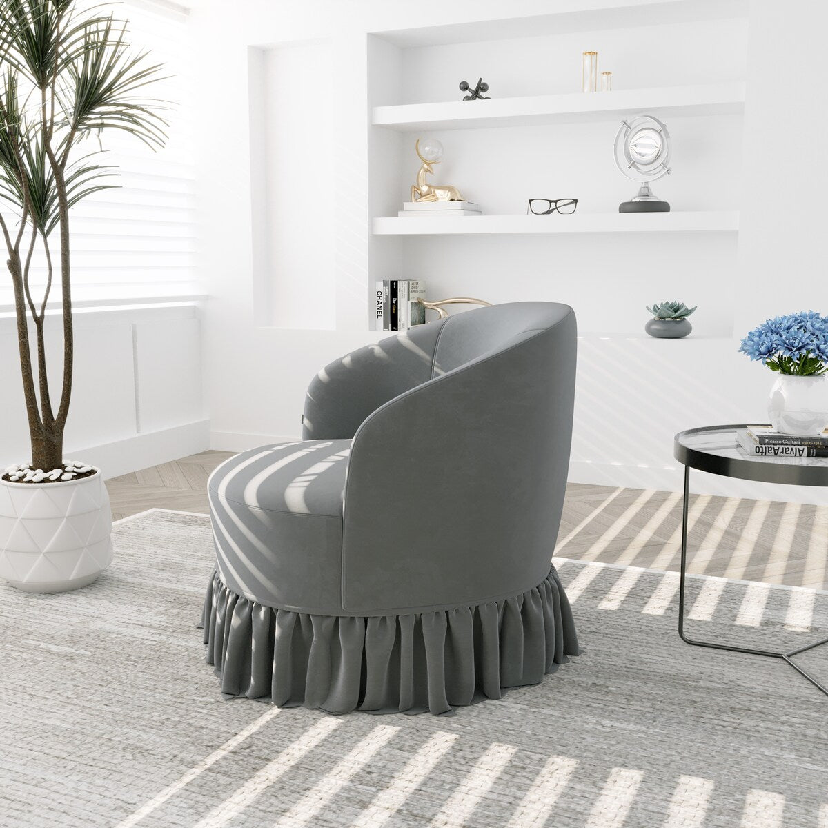 Leisure Arm Chair Vanity Stool Swivel Barrel Chair for Nursery, Hotel, Bedroom, Office, Lounge
