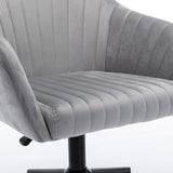 Leisure Home Office Chair With Middle Back, Modern Design Velvet Chair With Arms,Gray