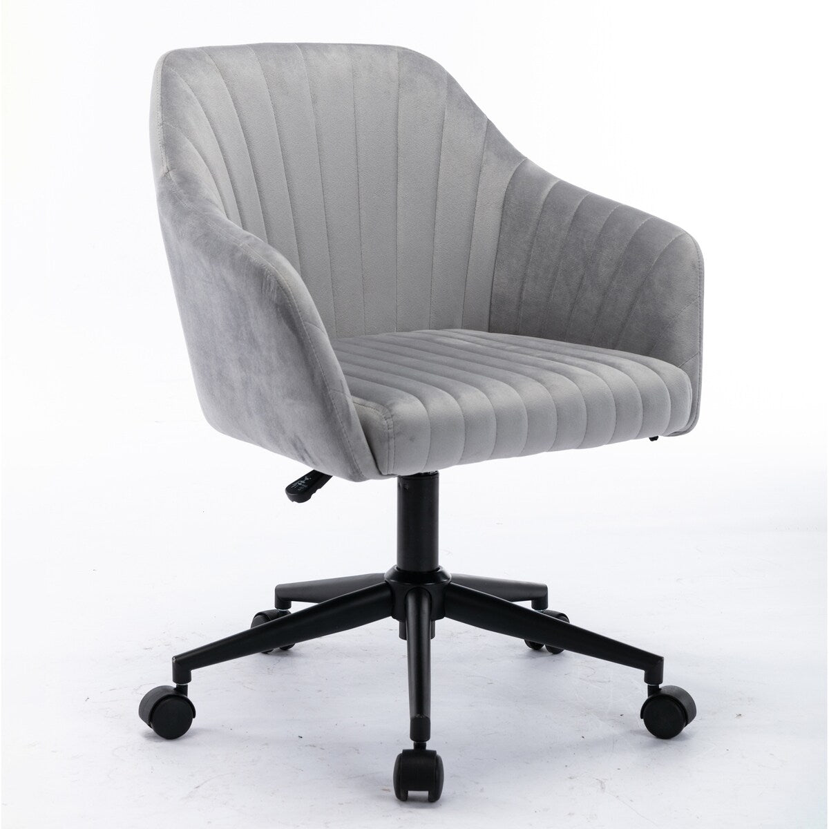 Leisure Home Office Chair With Middle Back, Modern Design Velvet Chair With Arms,Gray
