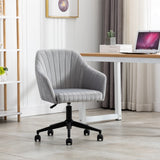 Leisure Home Office Chair With Middle Back, Modern Design Velvet Chair With Arms,Gray
