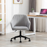 Leisure Home Office Chair With Middle Back, Modern Design Velvet Chair With Arms,Gray