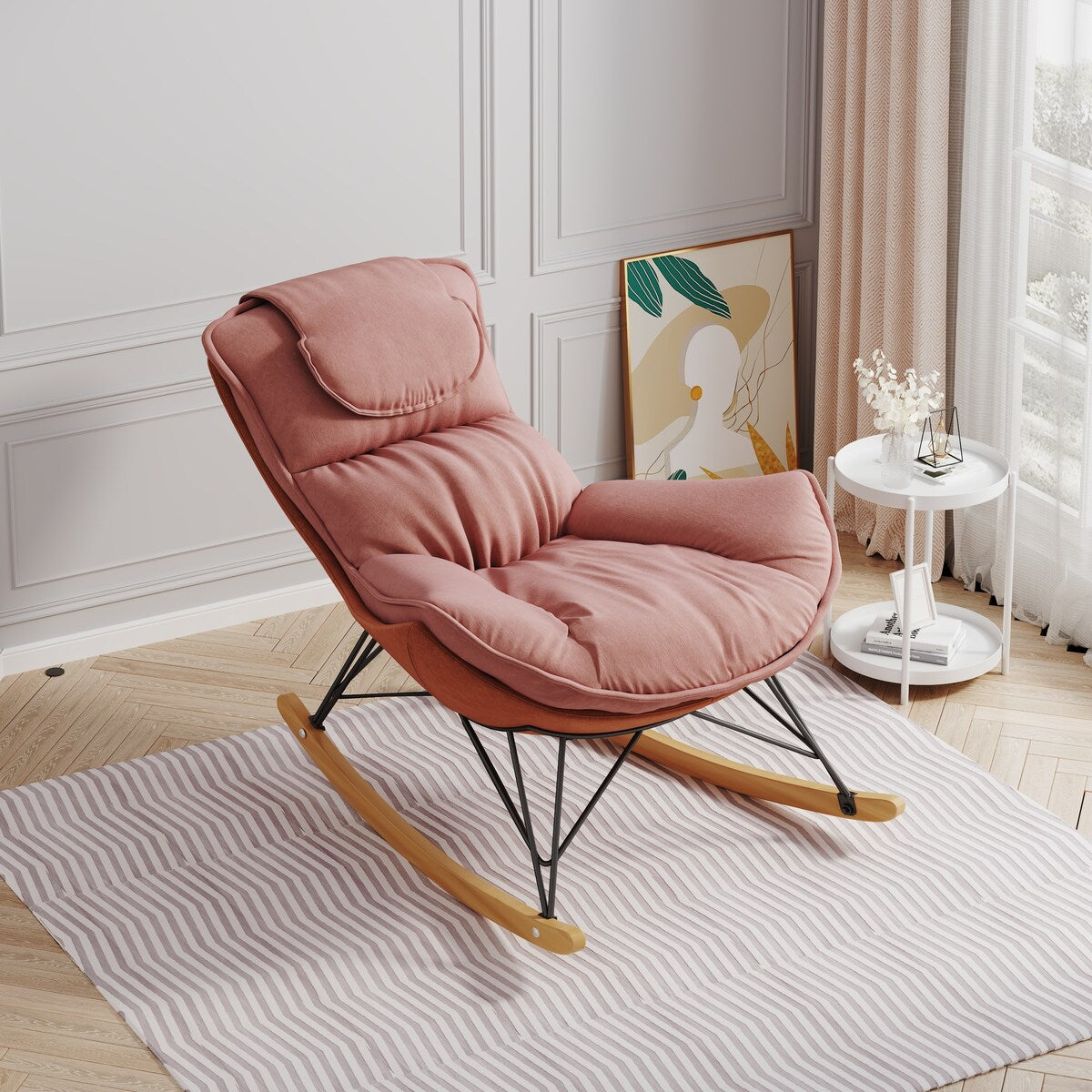 Leisure Sofa Single Rocking Chair With Detachable and Washable Seat Cu