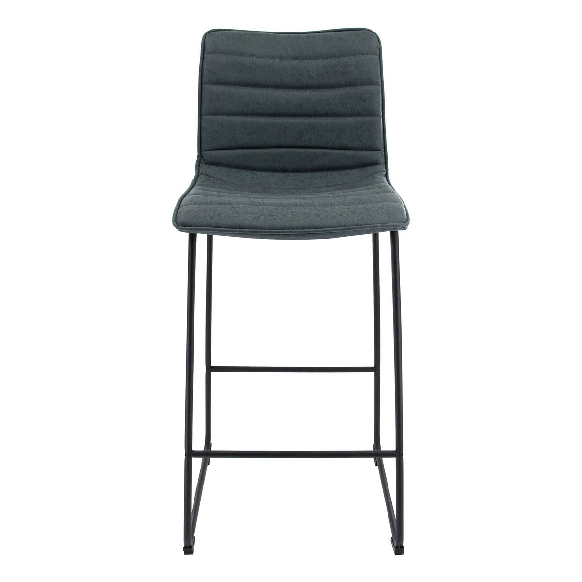 LeisureMod 29.9" Bar Stool With Black Iron Base & Footrest - Blue - 21"Dx19"Wx43"H