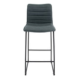 LeisureMod 29.9" Bar Stool With Black Iron Base & Footrest - Blue - 21"Dx19"Wx43"H