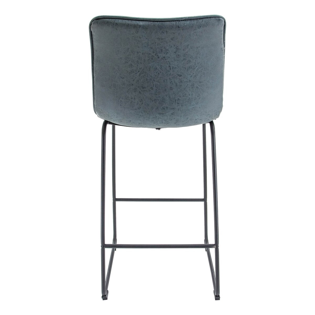 LeisureMod 29.9" Bar Stool With Black Iron Base & Footrest - Blue - 21"Dx19"Wx43"H