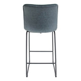 LeisureMod 29.9" Bar Stool With Black Iron Base & Footrest - Blue - 21"Dx19"Wx43"H