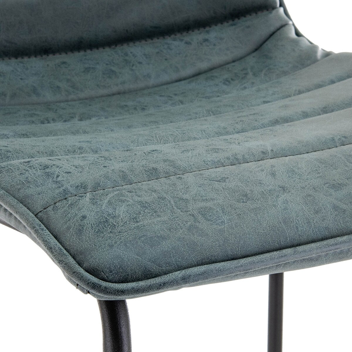 LeisureMod 29.9" Bar Stool With Black Iron Base & Footrest - Blue - 21"Dx19"Wx43"H
