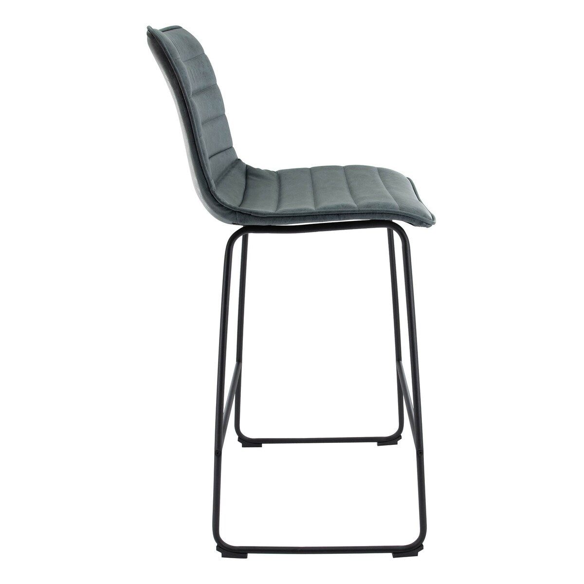 LeisureMod 29.9" Bar Stool With Black Iron Base & Footrest - Blue - 21"Dx19"Wx43"H