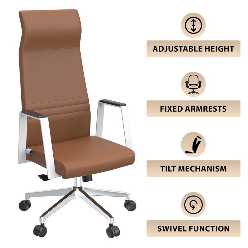 LeisureMod Aleen High-Back Office Chair with Swivel and Tilt