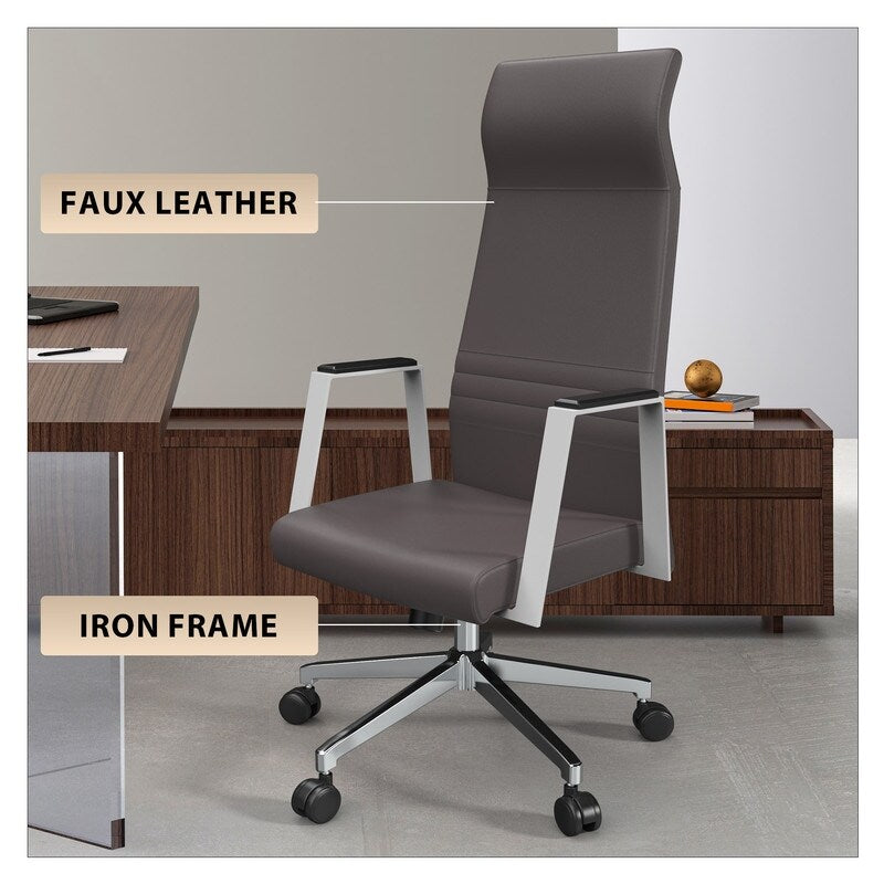 LeisureMod Aleen High-Back Office Chair with Swivel and Tilt