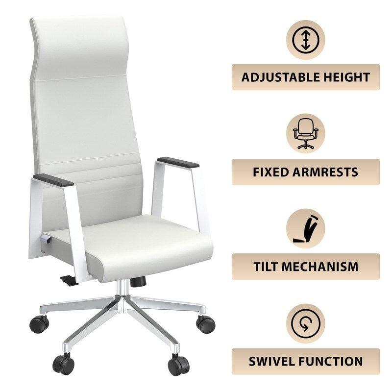 LeisureMod Aleen High-Back Office Chair with Swivel and Tilt