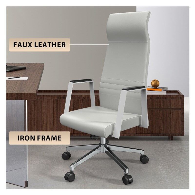 LeisureMod Aleen High-Back Office Chair with Swivel and Tilt