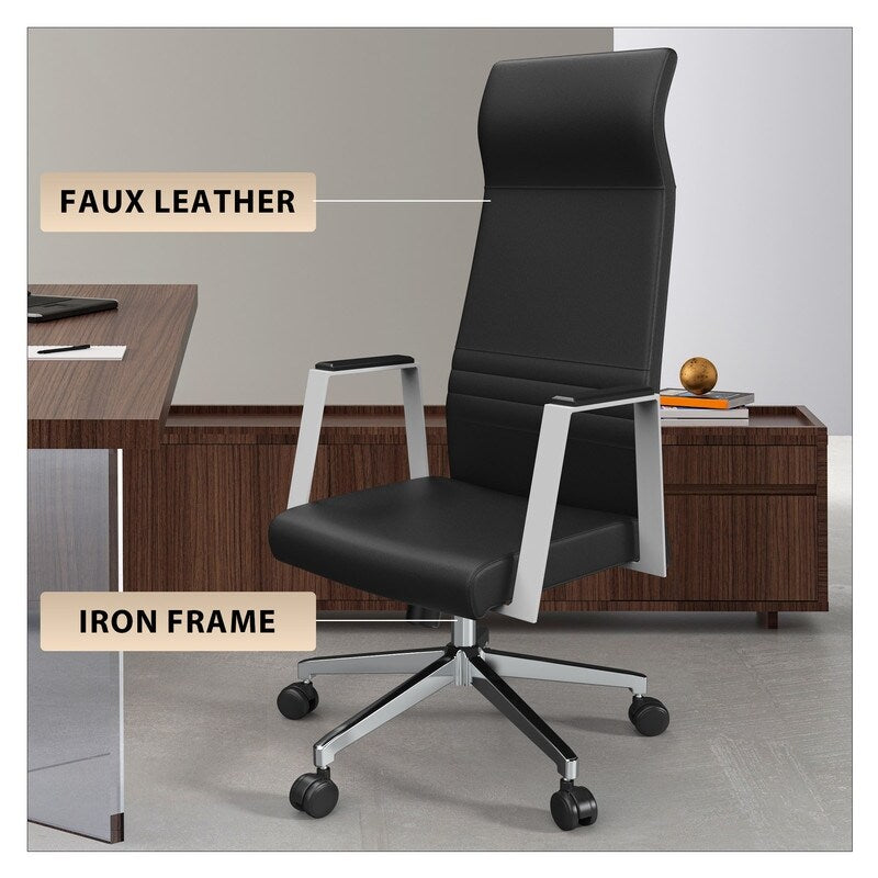 LeisureMod Aleen High-Back Office Chair with Swivel and Tilt