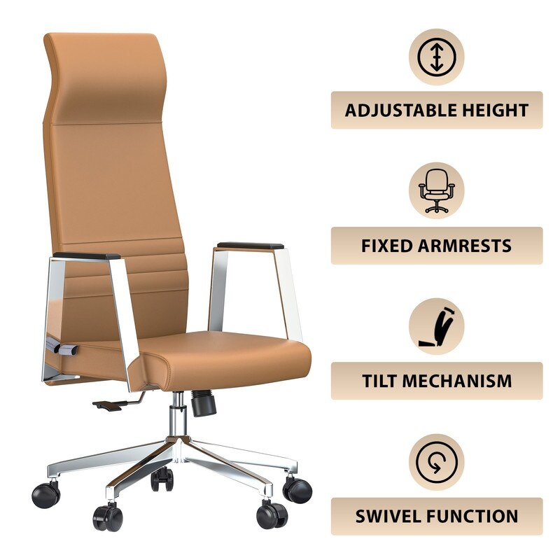 LeisureMod Aleen High-Back Office Chair with Swivel and Tilt