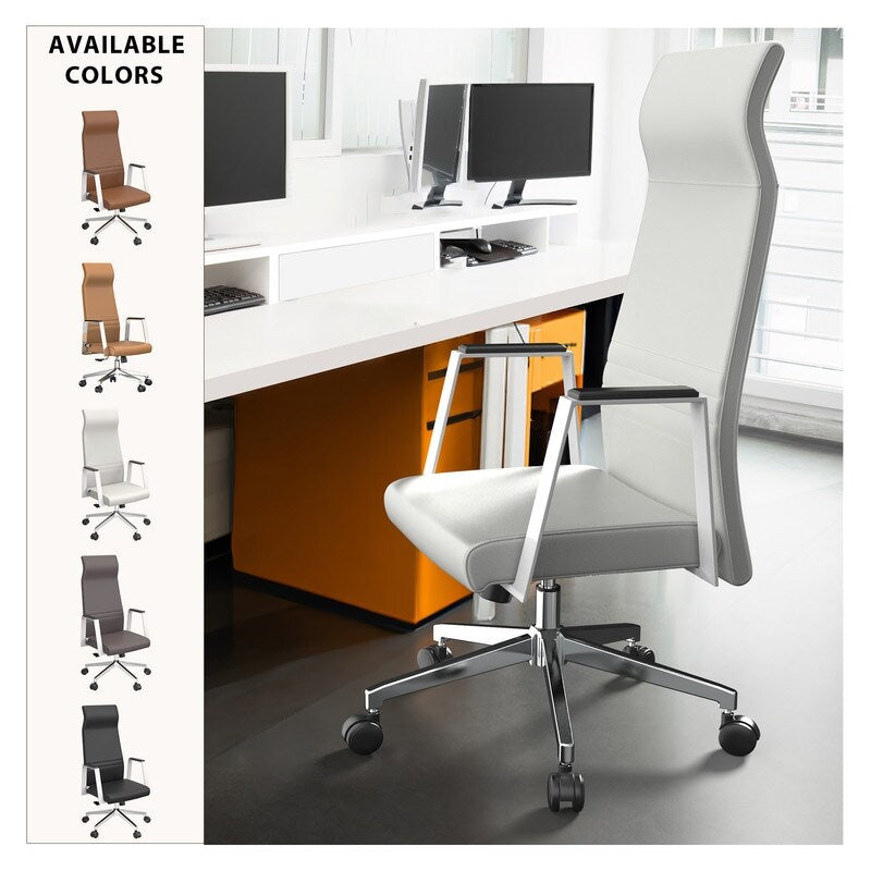 LeisureMod Aleen High-Back Office Chair with Swivel and Tilt