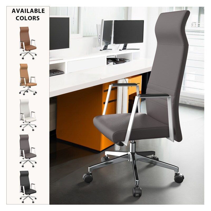 LeisureMod Aleen High-Back Office Chair with Swivel and Tilt