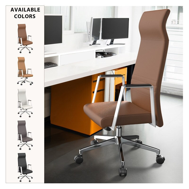 LeisureMod Aleen High-Back Office Chair with Swivel and Tilt