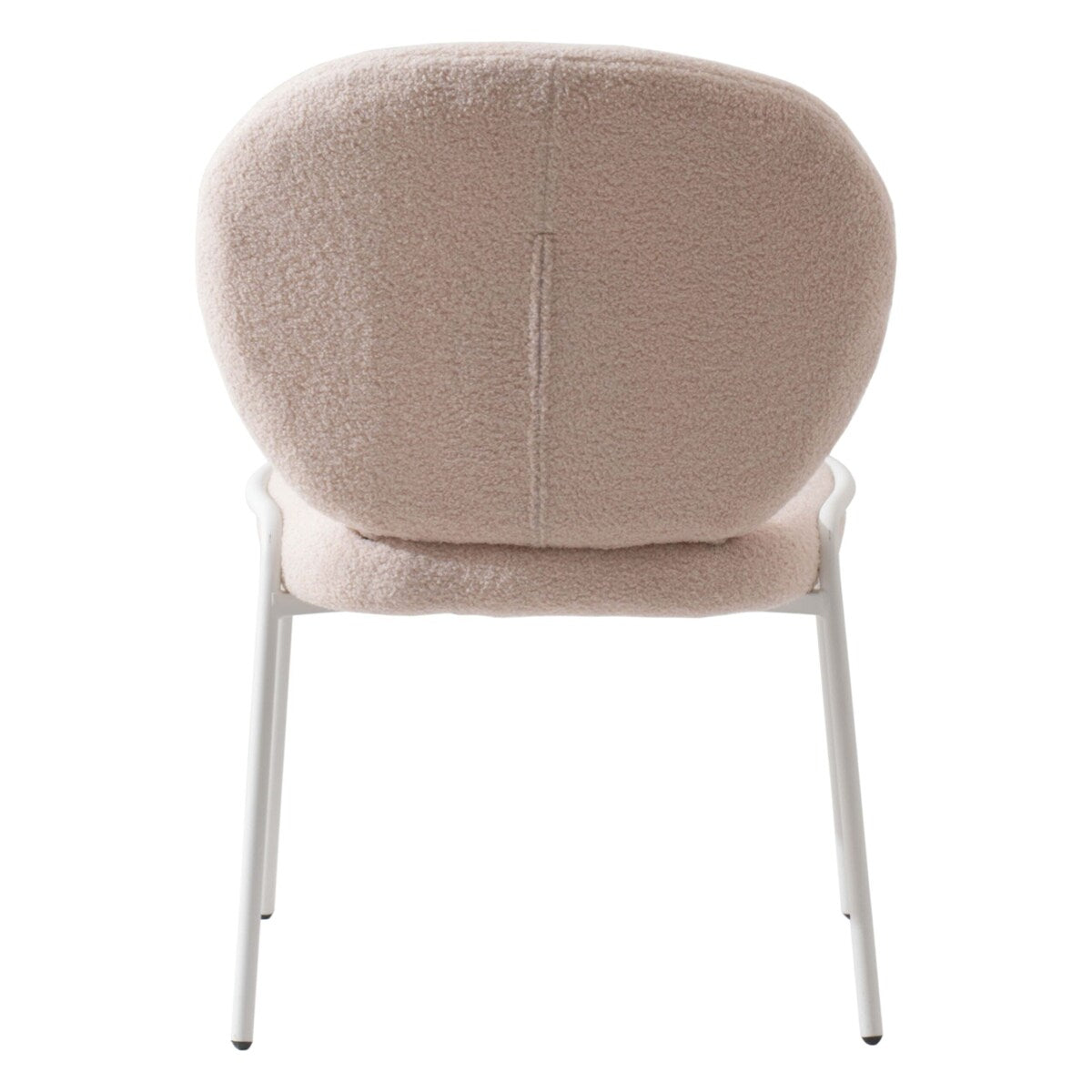 Celestial Boucle Dining Side Chair in White Iron Frame