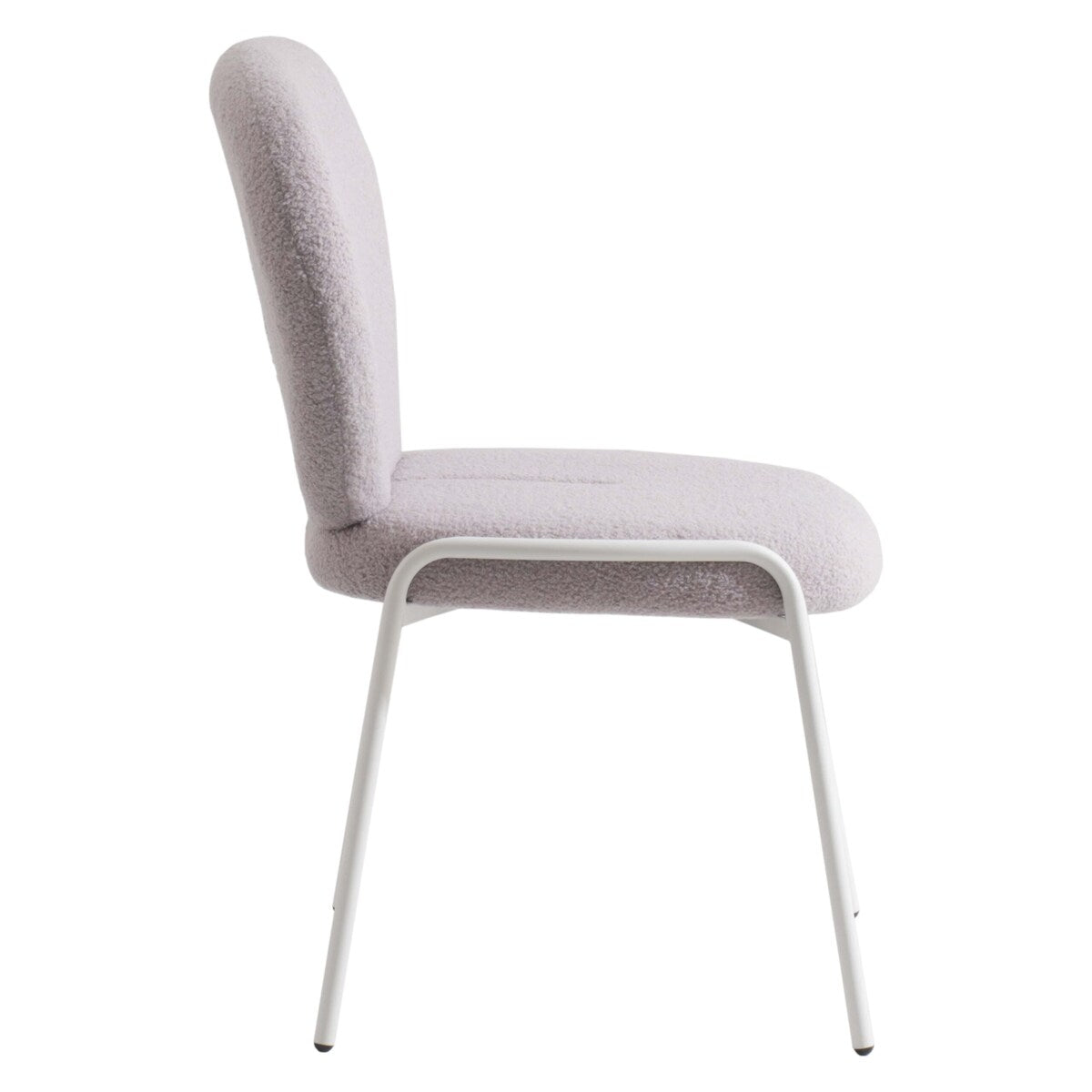 Celestial Boucle Dining Side Chair in White Iron Frame