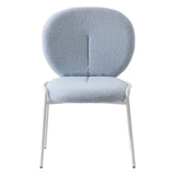 Celestial Boucle Dining Side Chair in White Iron Frame