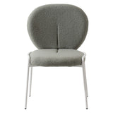 Celestial Boucle Dining Side Chair in White Iron Frame