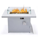 LeisureMod Chelsea 44" Modern 55000 BTU Propane Patio Fire Pit Table with Wind Guard for Porch Backyard Garden Decor