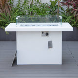 LeisureMod Chelsea 44" Modern 55000 BTU Propane Patio Fire Pit Table with Wind Guard for Porch Backyard Garden Decor