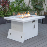 LeisureMod Chelsea 44" Modern 55000 BTU Propane Patio Fire Pit Table with Wind Guard for Porch Backyard Garden Decor