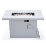 LeisureMod Chelsea 44" Modern 55000 BTU Propane Patio Fire Pit Table with Wind Guard for Porch Backyard Garden Decor