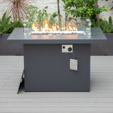 LeisureMod Chelsea 44" Modern 55000 BTU Propane Patio Fire Pit Table with Wind Guard for Porch Backyard Garden Decor