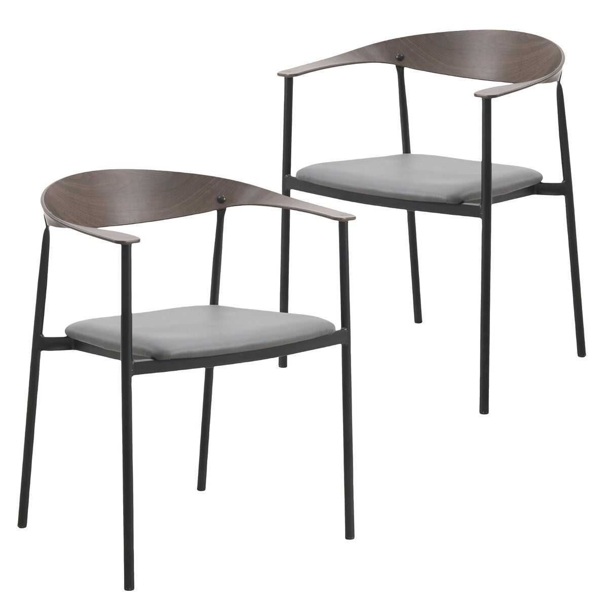 Leather Dining Chair with Stainless Steel Frame Set of 2 Kora Series