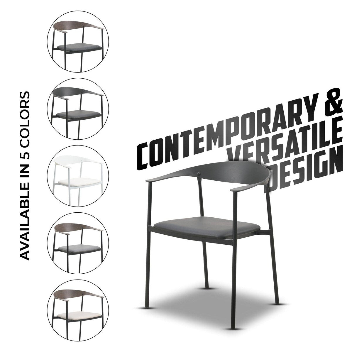 Leather Dining Chair with Stainless Steel Frame Set of 2 Kora Series