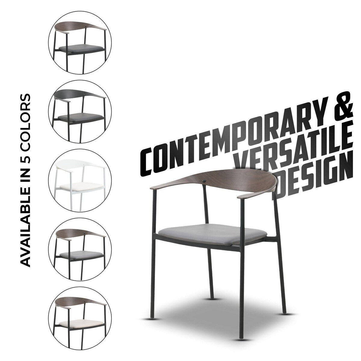 Leather Dining Chair with Stainless Steel Frame Set of 2 Kora Series