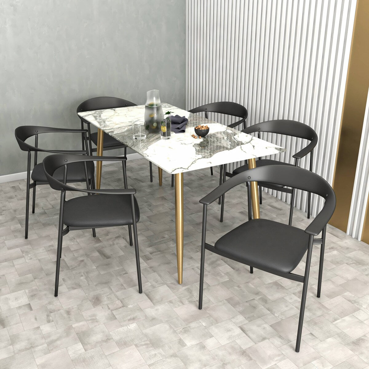 Leather Dining Chair with Stainless Steel Frame Set of 2 Kora Series