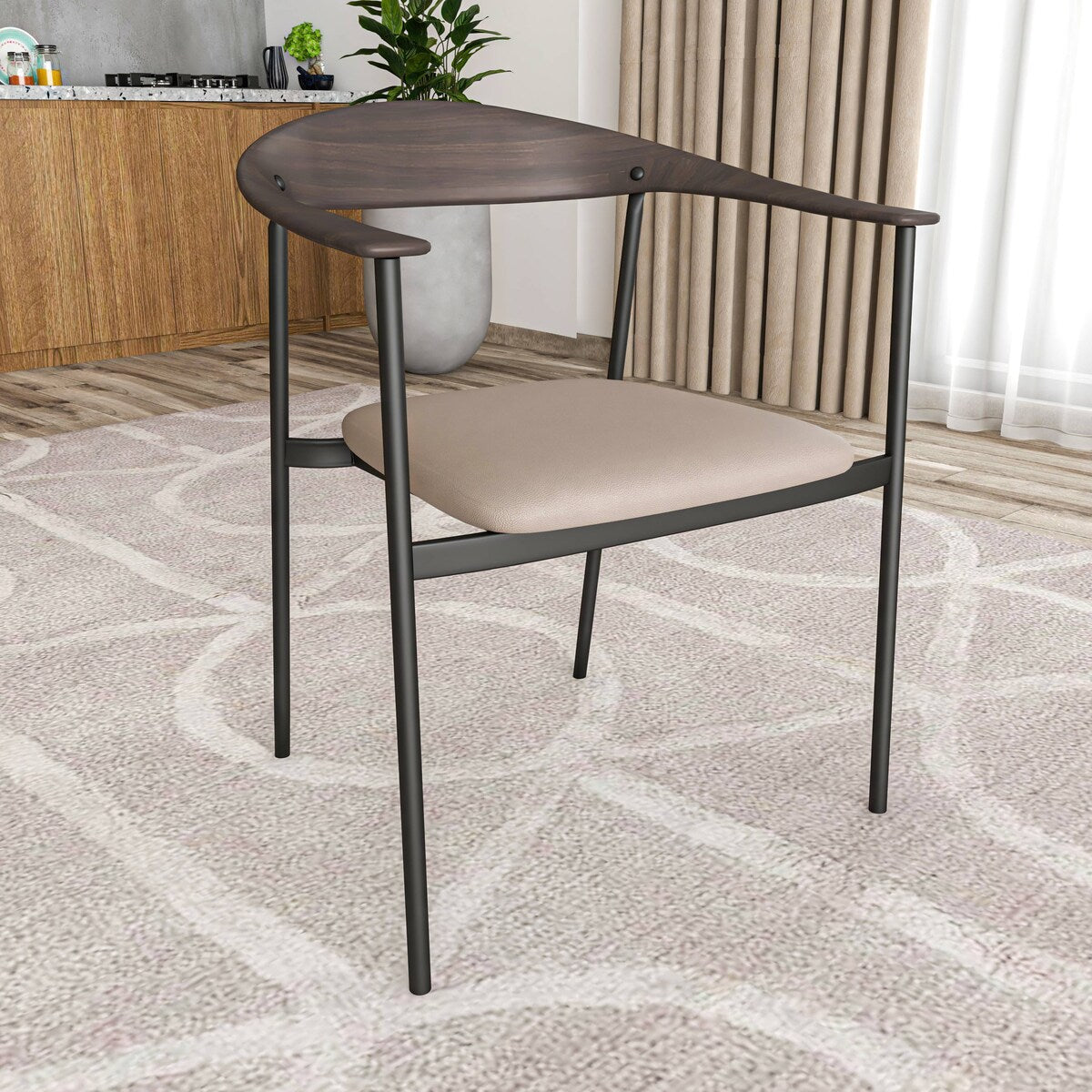 Leather Dining Chair with Stainless Steel Frame Set of 2 Kora Series