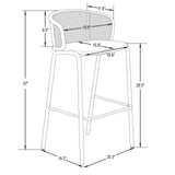 LeisureMod Ervilla Bar Stool with Black Powder Coated Steel Frame Set of 2 - 37"
