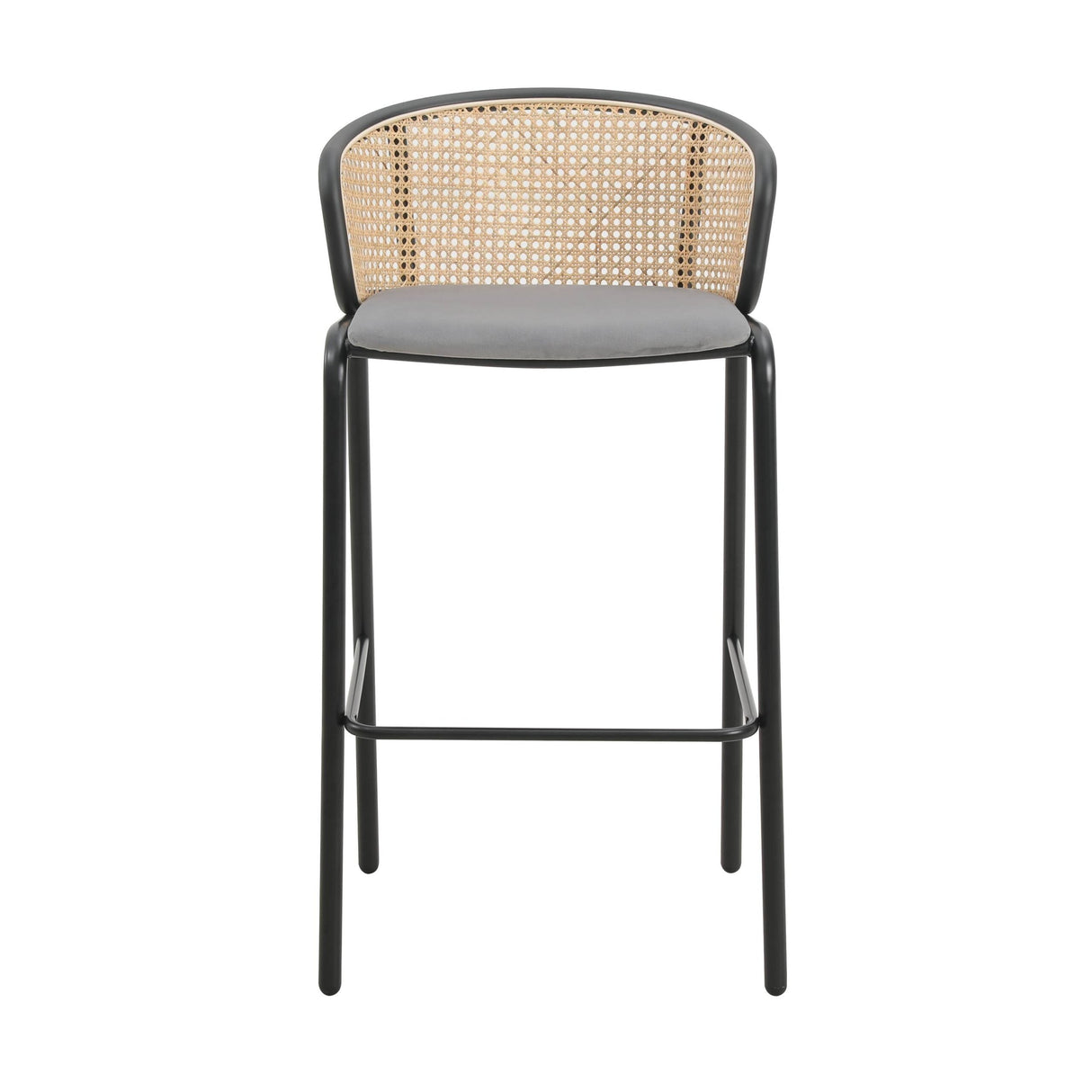 LeisureMod Ervilla Bar Stool with Black Powder Coated Steel Frame Set of 2 - 37"