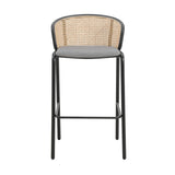 LeisureMod Ervilla Bar Stool with Black Powder Coated Steel Frame Set of 2 - 37"