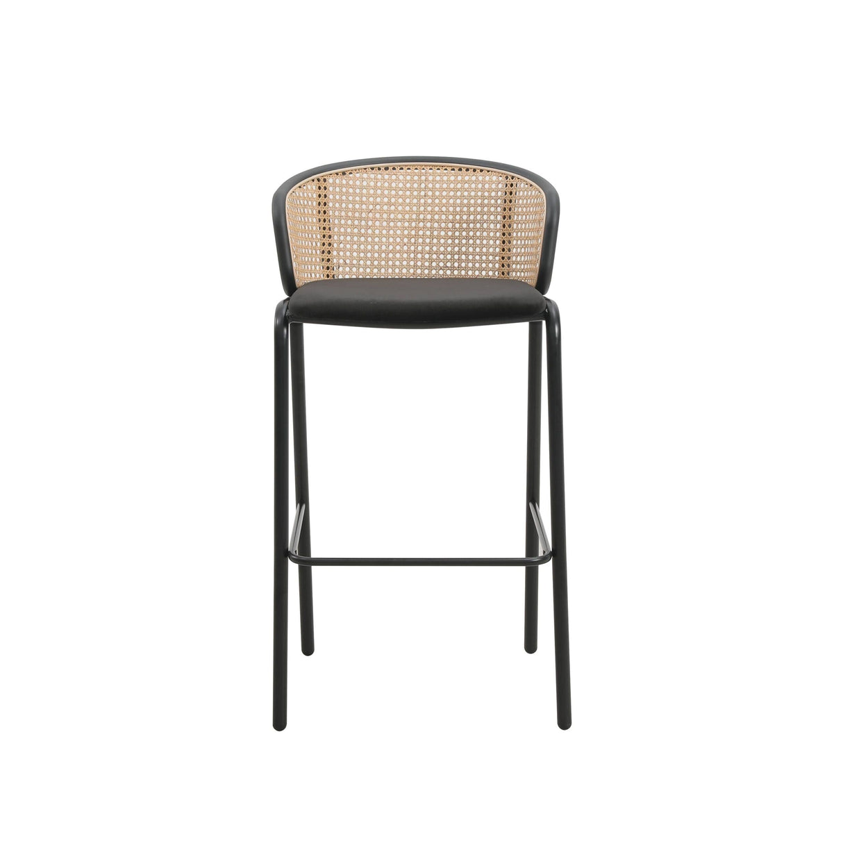 LeisureMod Ervilla Bar Stool with Black Powder Coated Steel Frame Set of 2 - 37"