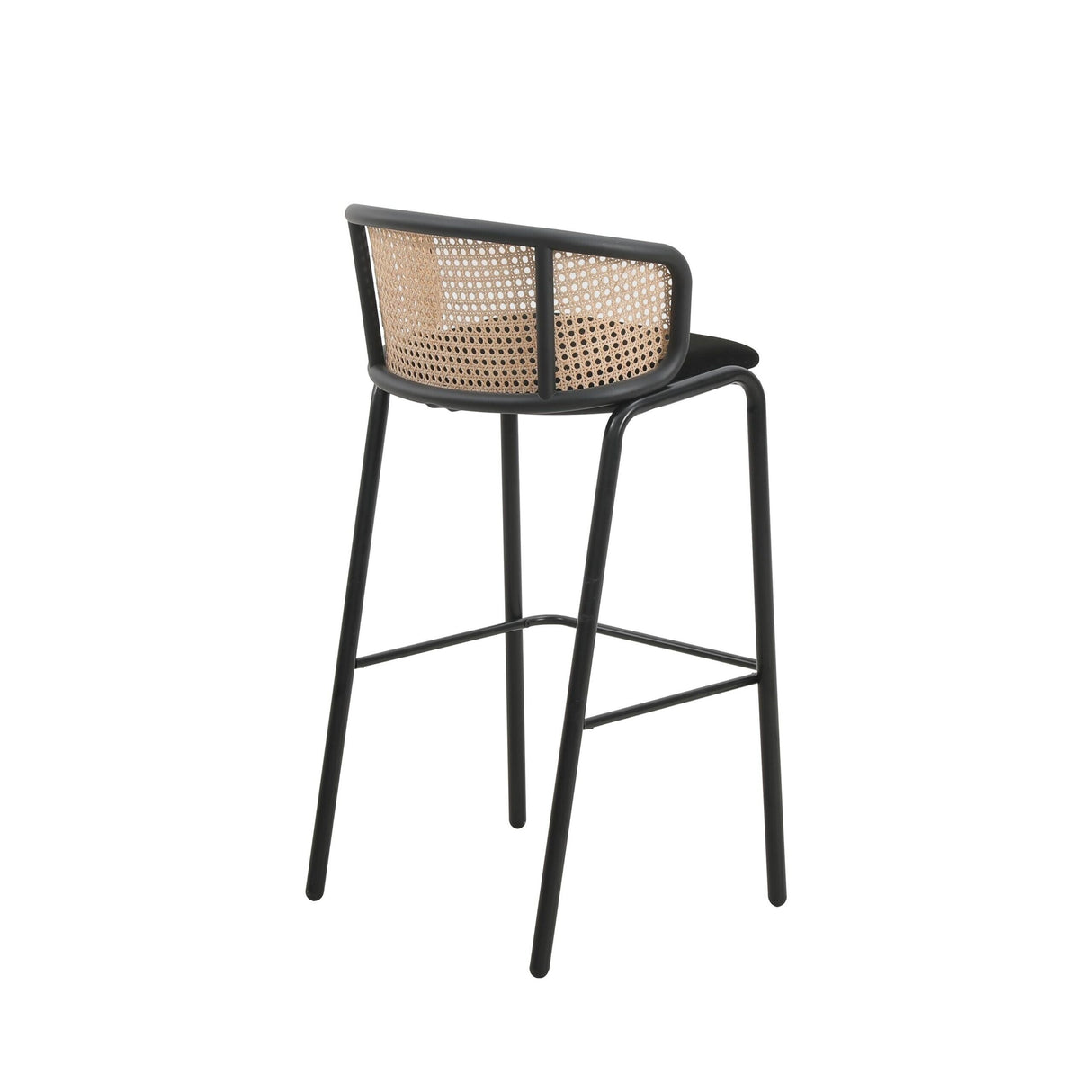 LeisureMod Ervilla Bar Stool with Black Powder Coated Steel Frame Set of 2 - 37"