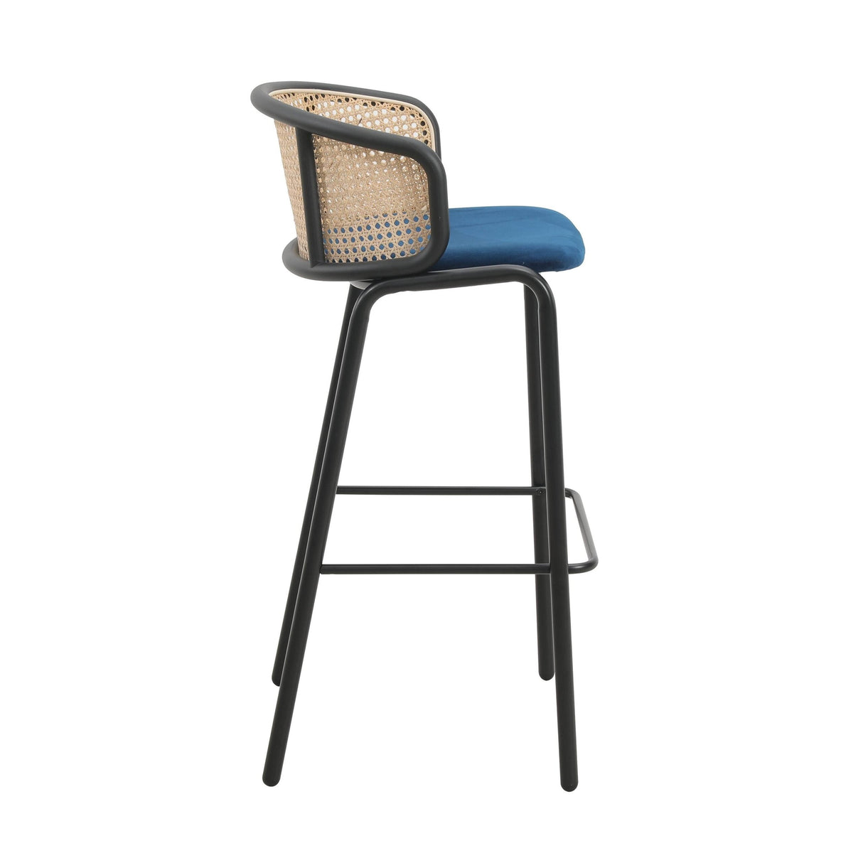 LeisureMod Ervilla Bar Stool with Black Powder Coated Steel Frame Set of 2 - 37"