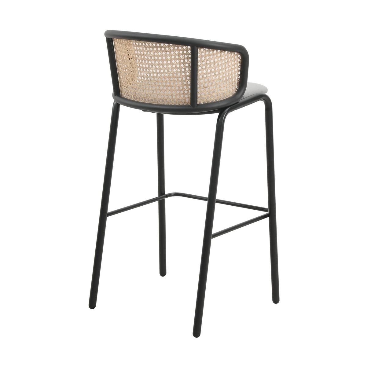 LeisureMod Ervilla Bar Stool with Black Powder Coated Steel Frame Set of 2 - 37"