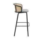 LeisureMod Ervilla Bar Stool with Black Powder Coated Steel Frame Set of 2 - 37"