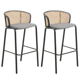 LeisureMod Ervilla Bar Stool with Black Powder Coated Steel Frame Set of 2 - 37"