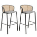 LeisureMod Ervilla Bar Stool with Black Powder Coated Steel Frame Set of 2 - 37"