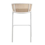 LeisureMod Ervilla Bar Stool with White Powder Coated Steel Frame - 37"