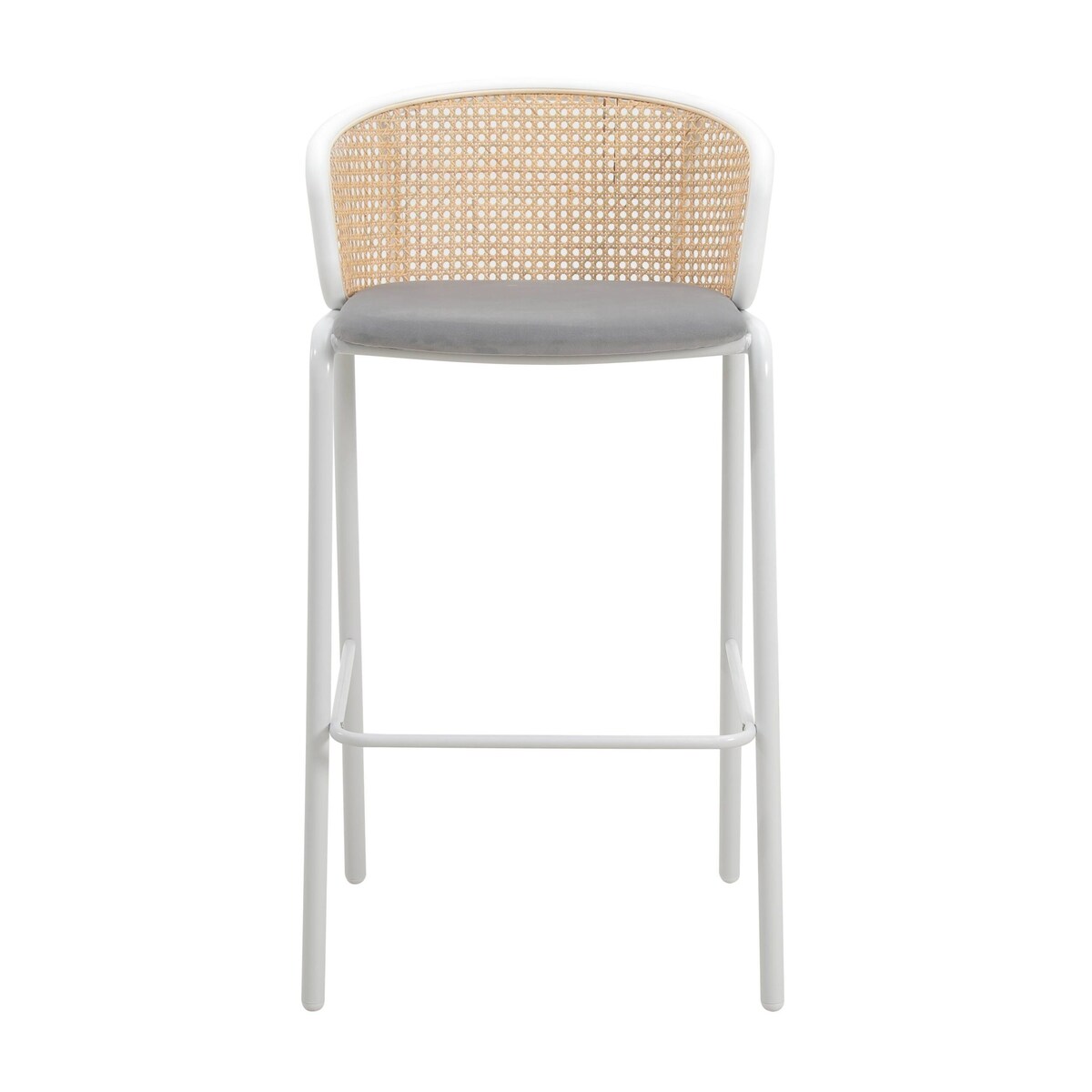 LeisureMod Ervilla Bar Stool with White Powder Coated Steel Frame - 37"